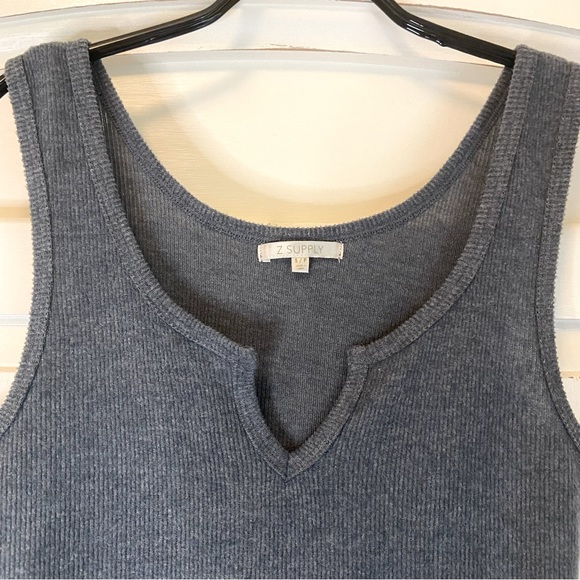 Z Supply Sneak Peek Brushed Rib Tank - Dark Grey - Picture 6 of 10